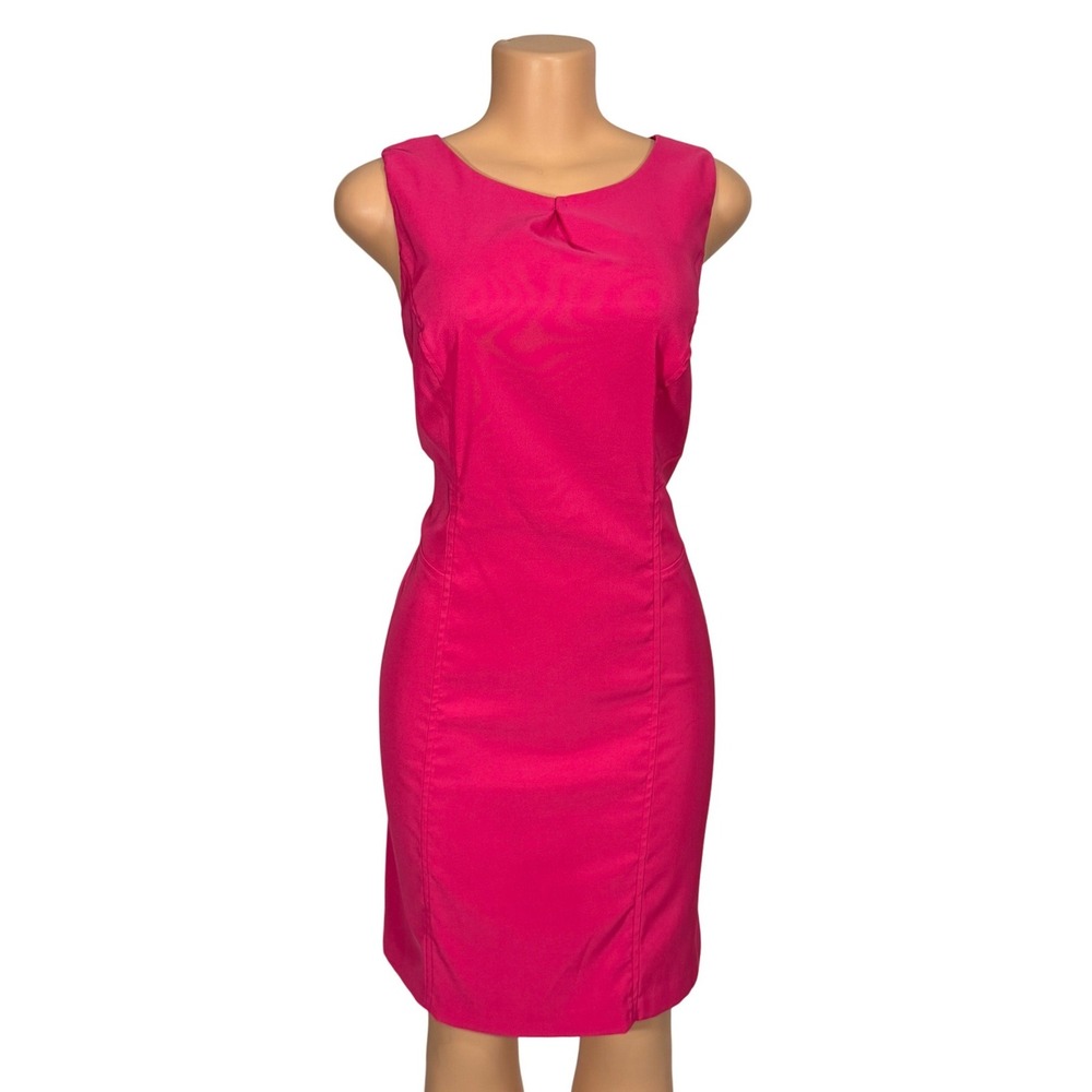 ALYX Limited Womens Hot Pink Sleeveless Pleat Neck Sheath Dress Size 16